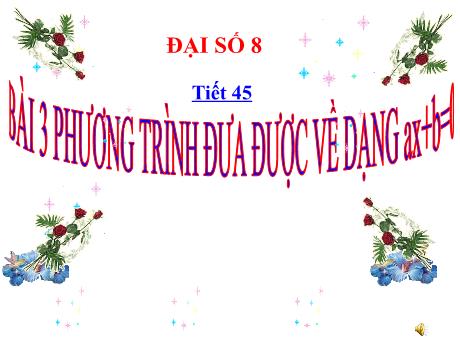 Bài giảng Đại số 8 - Tiết 45, Bài 3: Phương trình đưa được về dạng ax+b=0