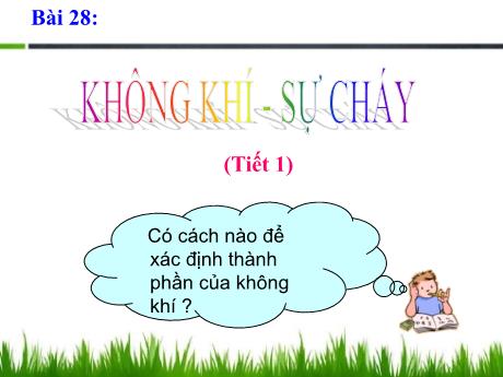 Bài giảng Hóa học Lớp 8 - Tiết 1, Bài 28: Không khí. Sự cháy