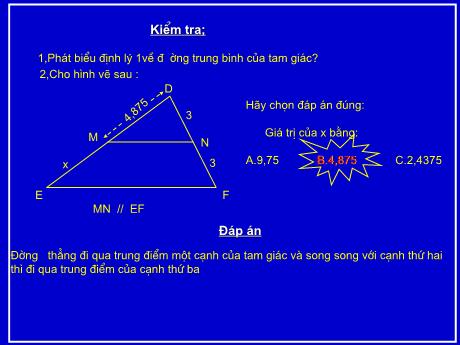 Bài giảng Toán 8 - Chương III. Bài: Định lý Ta-lét trong tam giác