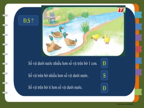 Bài giảng Toán Lớp 1 - Tiết 2, Bài 13: Bài Toán về ít hơn 1 số đơn vị