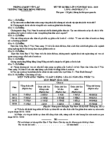 Đề thi khảo sát HSG Địa lí 9 - Lần 5 - Năm học 2023-2024 - Trường TH&THCS Hồng Phương (Có đáp án)
