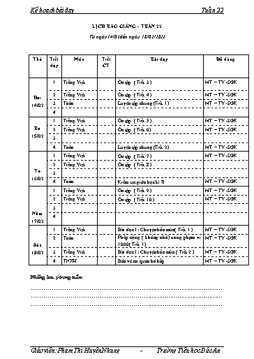 Giáo án các môn Khối 2 - Tuần 22 - Năm học 2021-2022 - Trường Tiểu học Dư Can