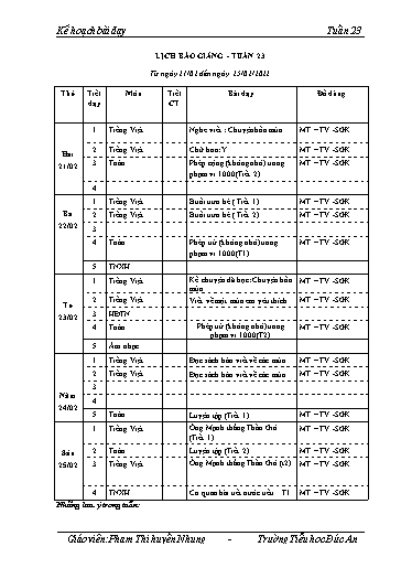 Giáo án các môn Khối 2 - Tuần 23 - Năm học 2021-2022 - Trường Tiểu học Dư Can