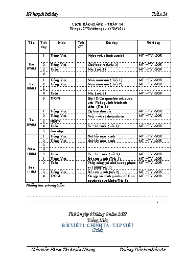 Giáo án các môn Khối 2 - Tuần 24 - Năm học 2021-2022 - Trường Tiểu học Dư Can