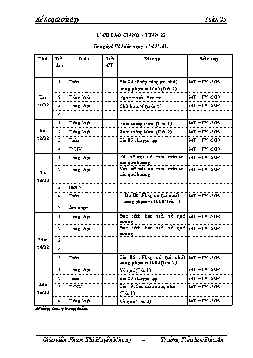 Giáo án các môn Khối 2 - Tuần 25 - Năm học 2021-2022 - Trường Tiểu học Dư Can