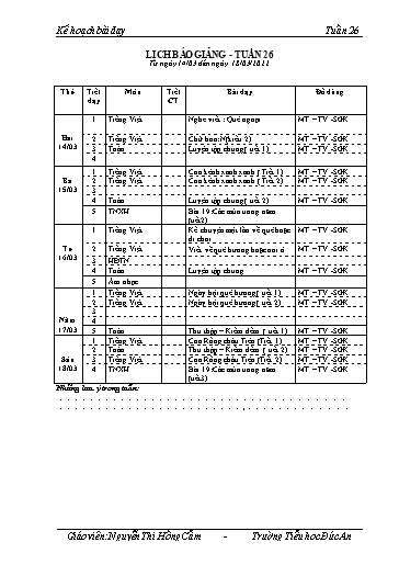 Giáo án các môn Khối Lớp 2 - Tuần 26 - Năm học 2021-2022 - Trường Tiểu học Dư Can
