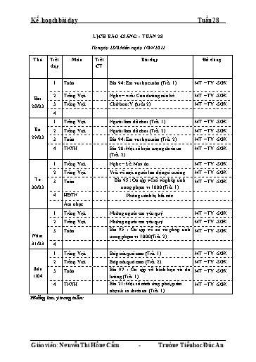 Giáo án các môn Khối Lớp 2 - Tuần 28 - Năm học 2021-2022 - Trường Tiểu học Dư Can