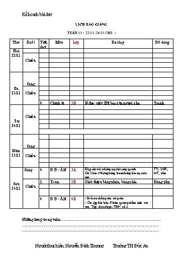 Giáo án các môn Lớp 3 - Tuần 11 - Năm học 2021-2022 - Trường Tiểu học Dư Can