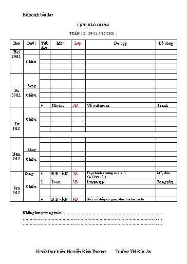 Giáo án các môn Lớp 3 - Tuần 12 - Năm học 2021-2022 - Trường Tiểu học Dư Can