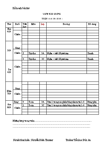 Giáo án các môn Lớp 3 - Tuần 4 - Năm học 2021-2022 - Trường Tiểu học Dư Can
