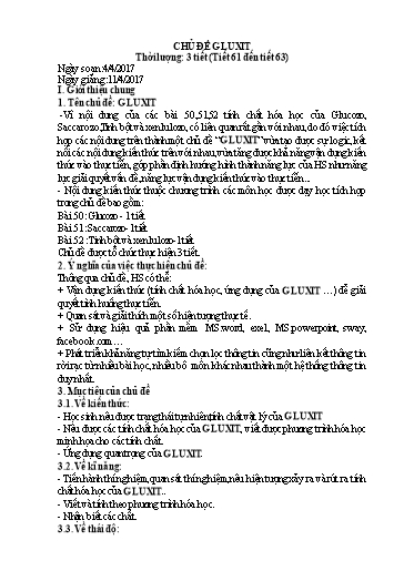 Giáo án Hóa học 9 - Tiết 61-63 - Chủ đề: Gluxit - Năm học 2016-2017