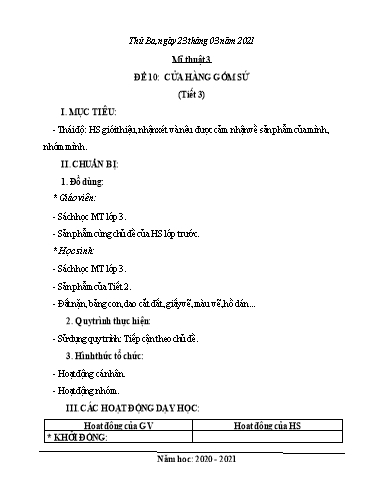 Giáo án Mĩ thuật Khối Tiểu học - Tuần 26 - Năm học 2020-2021 - Lê Thị Bình