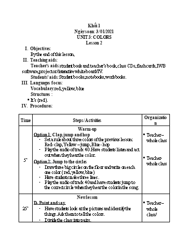 Giáo án Tiếng Anh Khối Tiểu học - Tuần 18 - Năm học 2020-2021 - Phan Thị Thanh Huyền