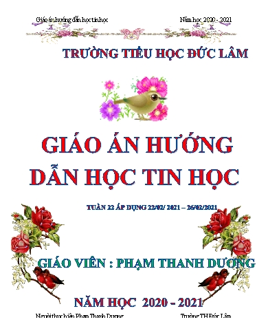 Giáo án Tin học Lớp 3+4+5 - Tuần 22 - Năm học 2020-2021 - Phạm Thanh Dương